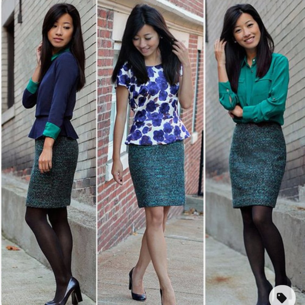 Ann Taylor 2P Italian wool pencil skirt jewel tone